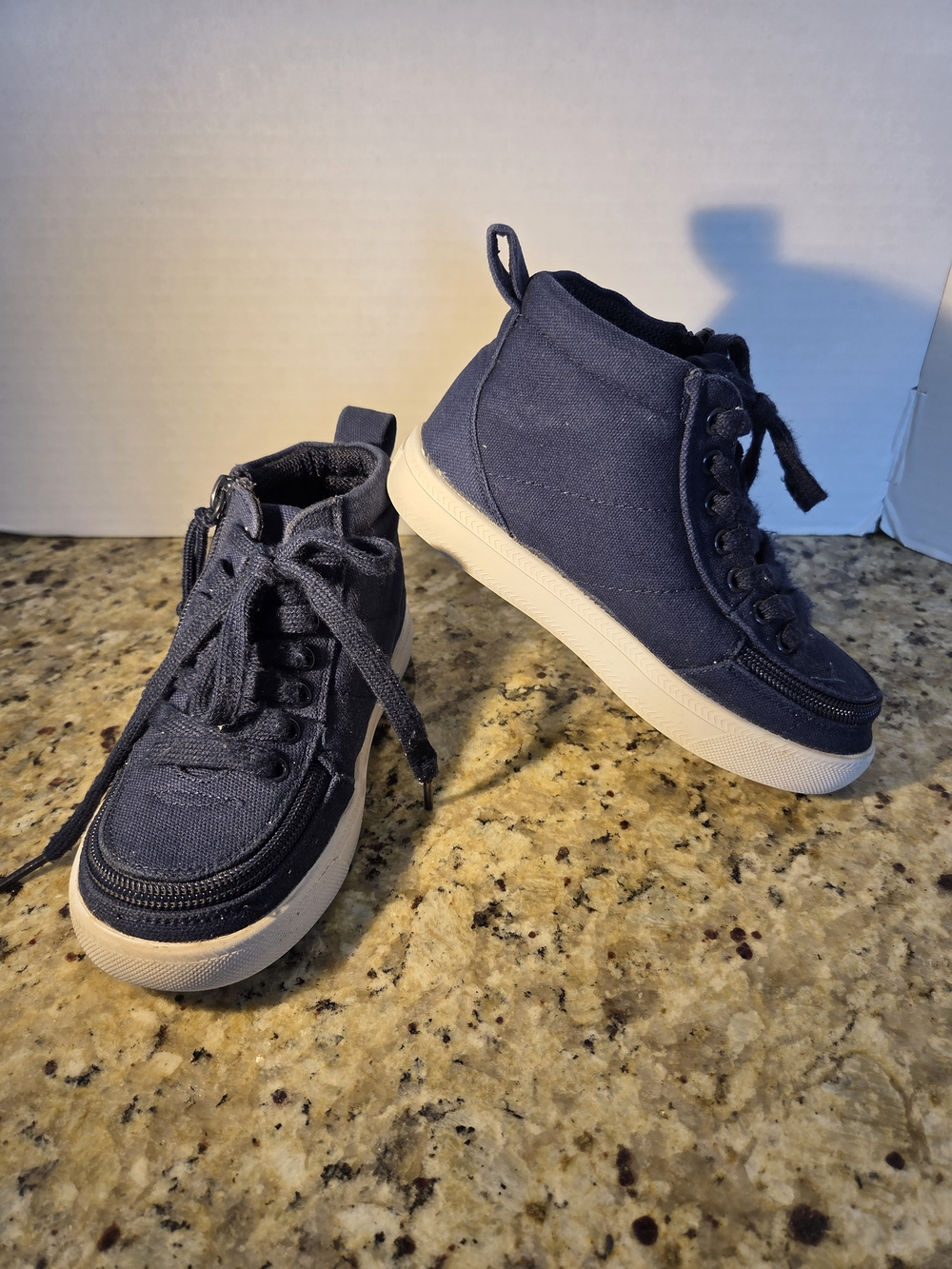 BILLY Unisex Toddler Navy Blue High Top Zipper Sneakers US 12 Canvas Shoes